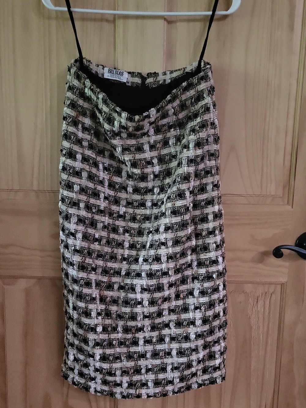 bill blass Black and White Tweed Pencil Skirt
